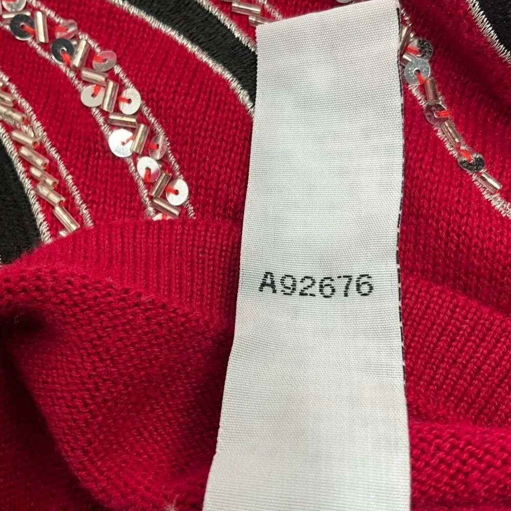 Bob Mackie Wearable Art XL Red‎ Cardigan Sweater A92676